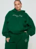 Princess Polly Hooded Sweatshirt Script Green / Ivory Curve sold by Princess Polly