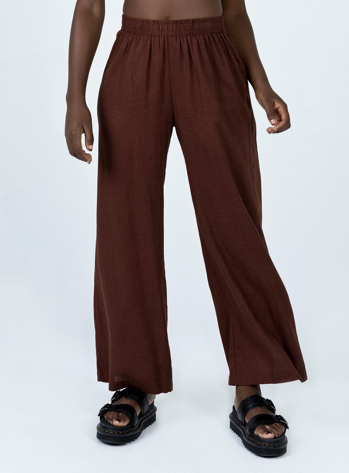 Louis Linen Blend Pants Brown sold by Princess Polly
