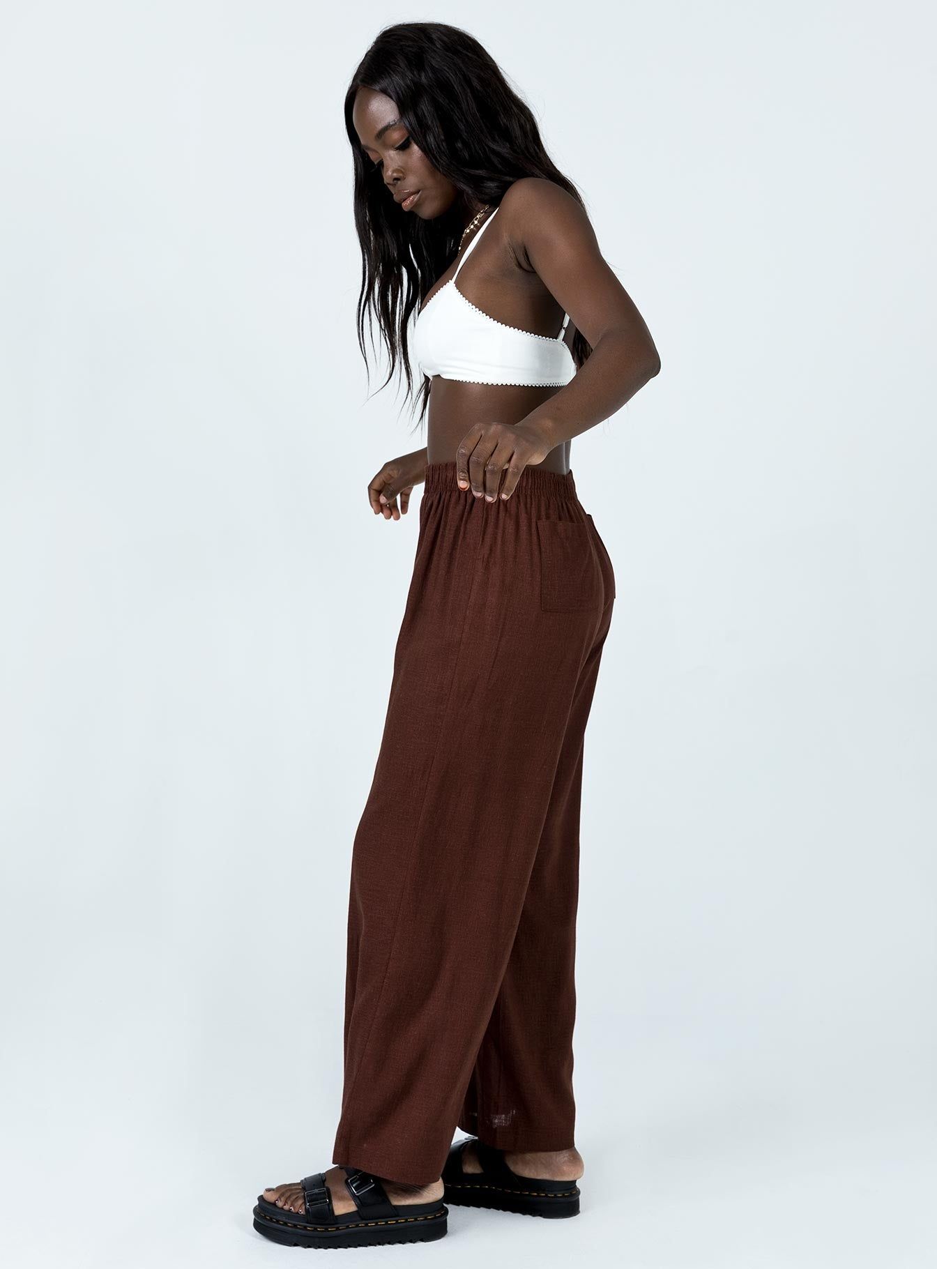 Louis Linen Blend Pants Brown sold by Princess Polly product image thumbnail 3