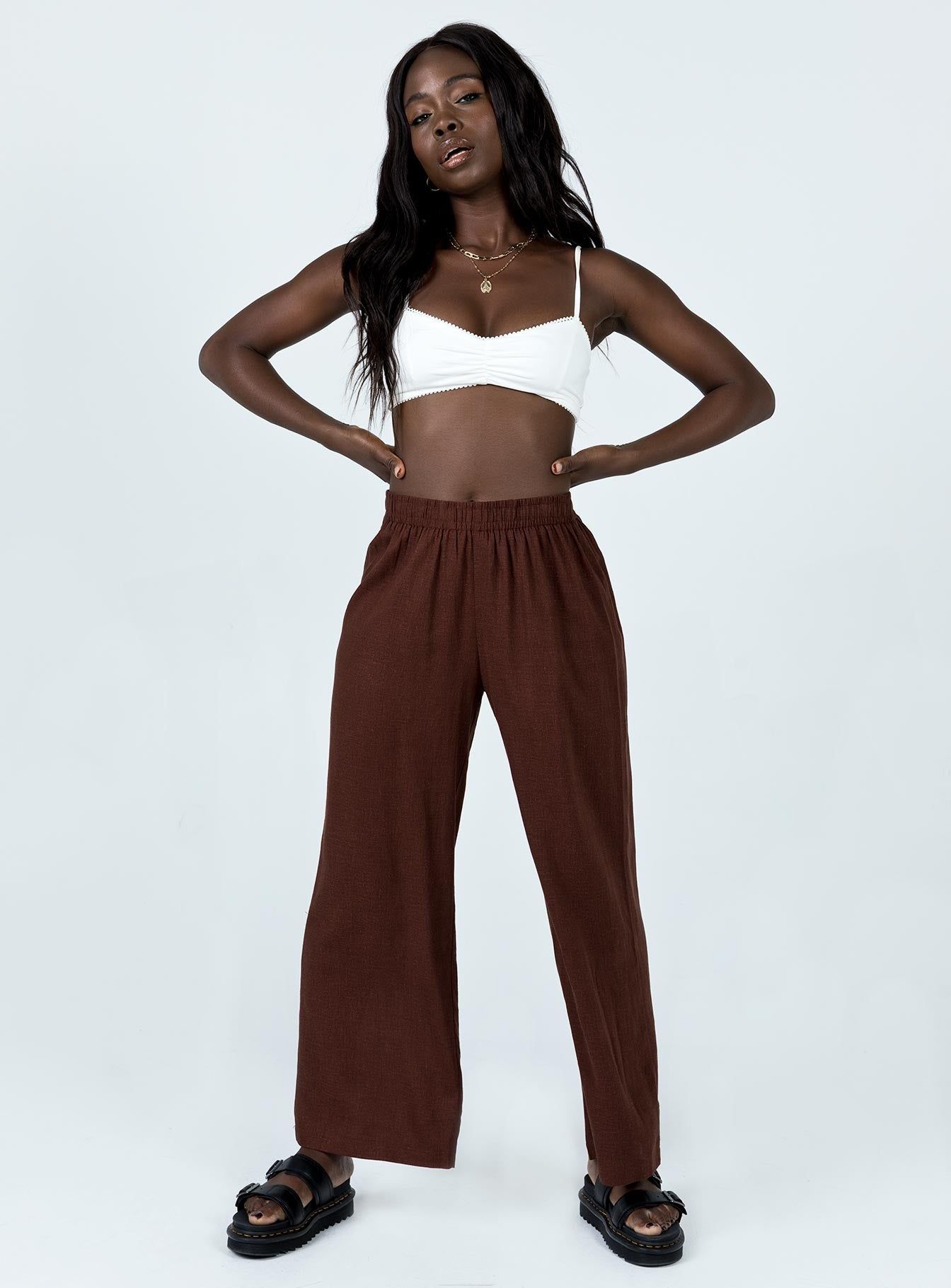Louis Linen Blend Pants Brown sold by Princess Polly product image thumbnail 2