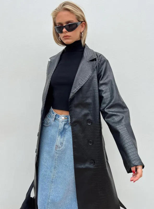 Elgata PU Trench Coat Black sold by Princess Polly