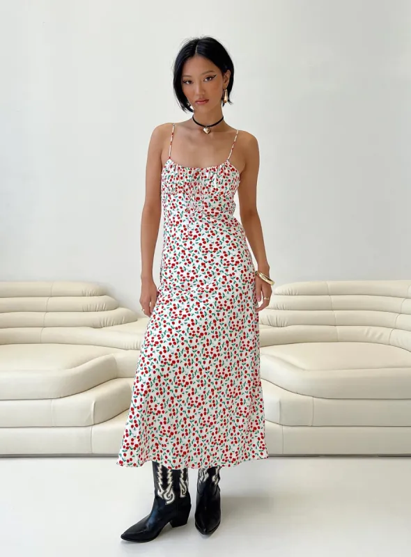 Kaplan Midi Dress White / Red sold by Princess Polly