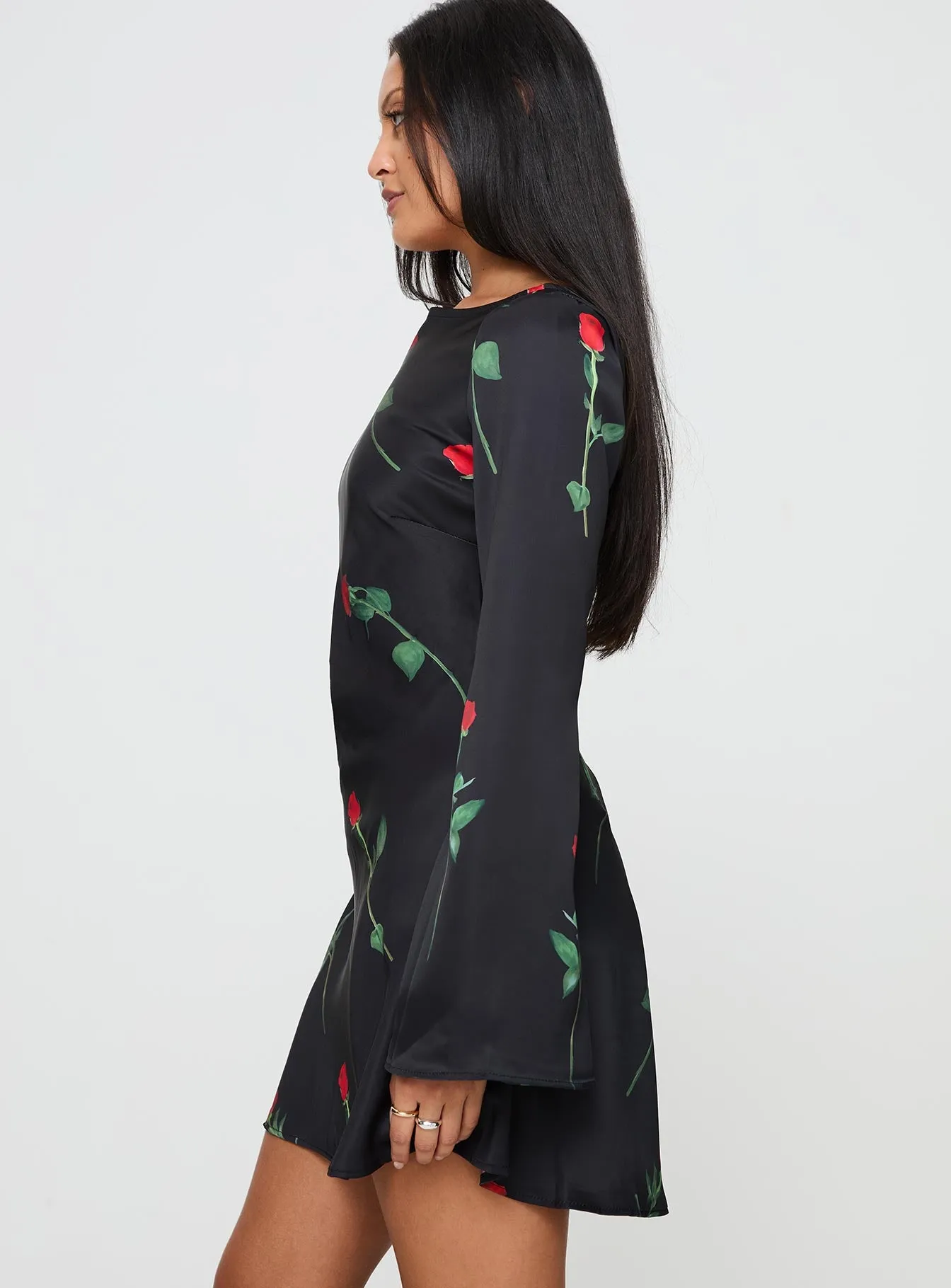 Heartfelt Long Sleeve Mini Dress Black sold by Princess Polly product image thumbnail 4