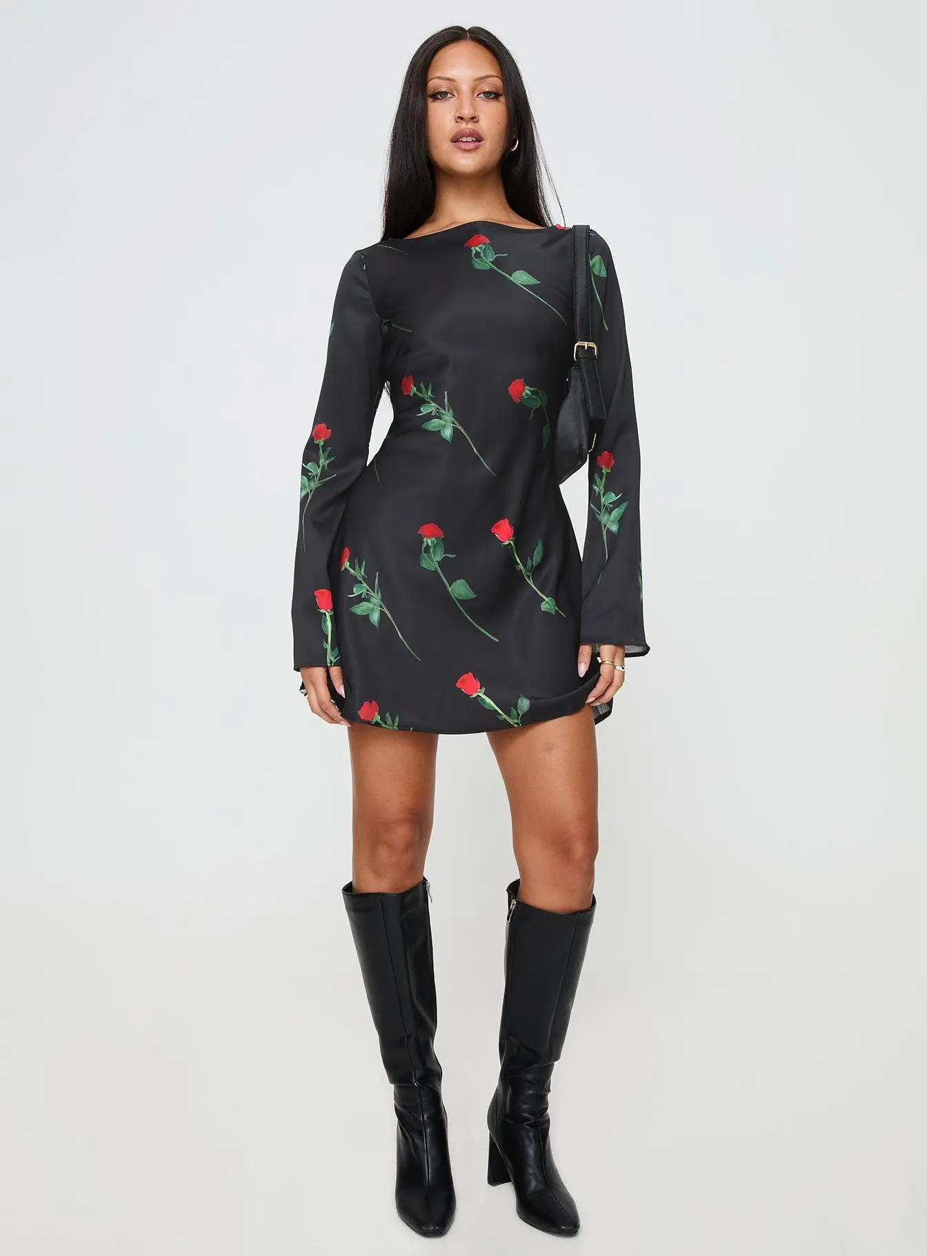 Heartfelt Long Sleeve Mini Dress Black sold by Princess Polly product image thumbnail 3
