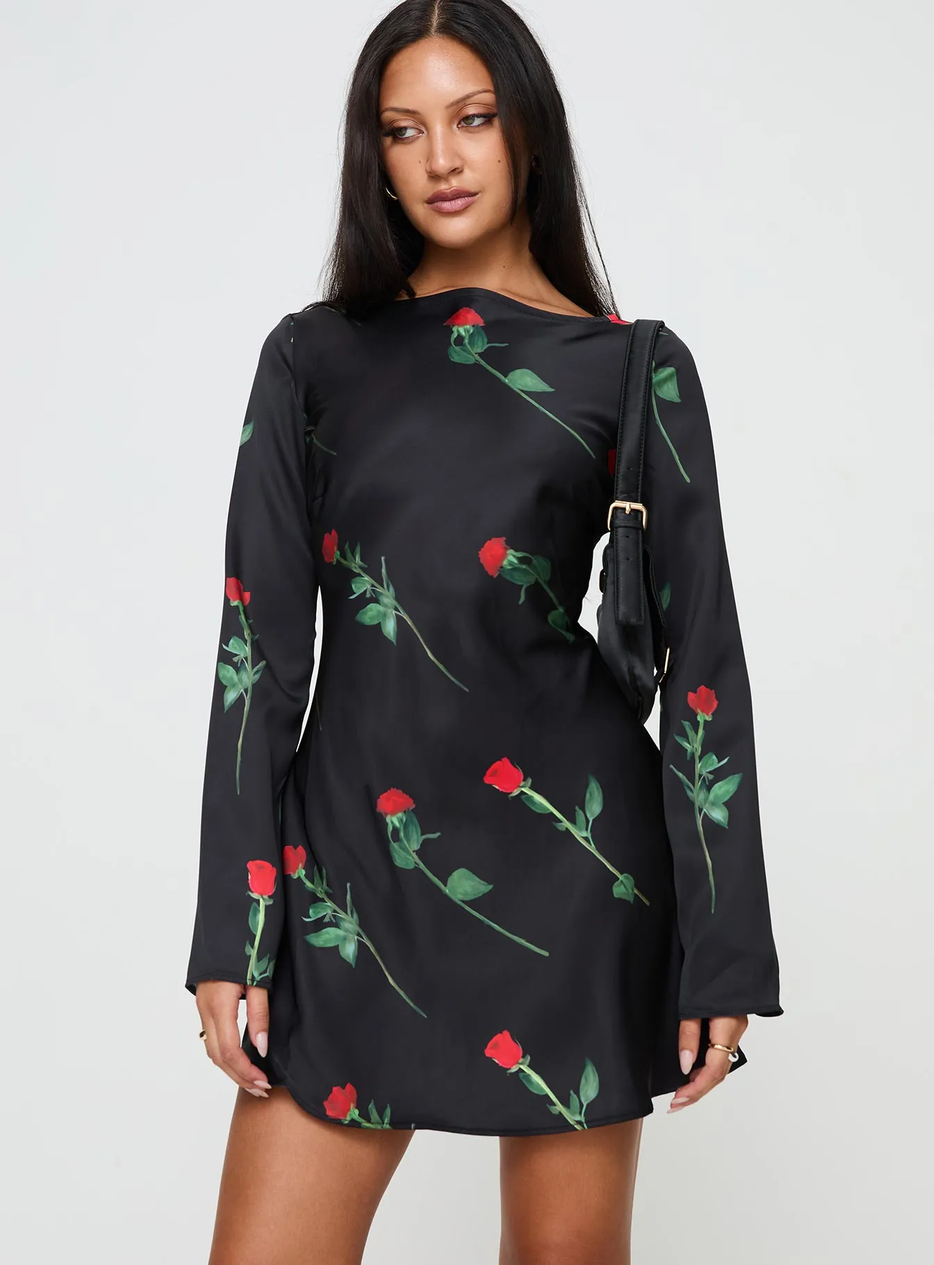 Heartfelt Long Sleeve Mini Dress Black sold by Princess Polly product image thumbnail 2