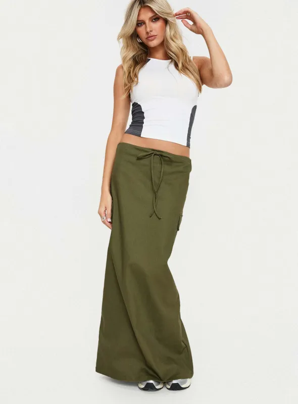 My Girl Maxi Skirt Olive sold by Princess Polly