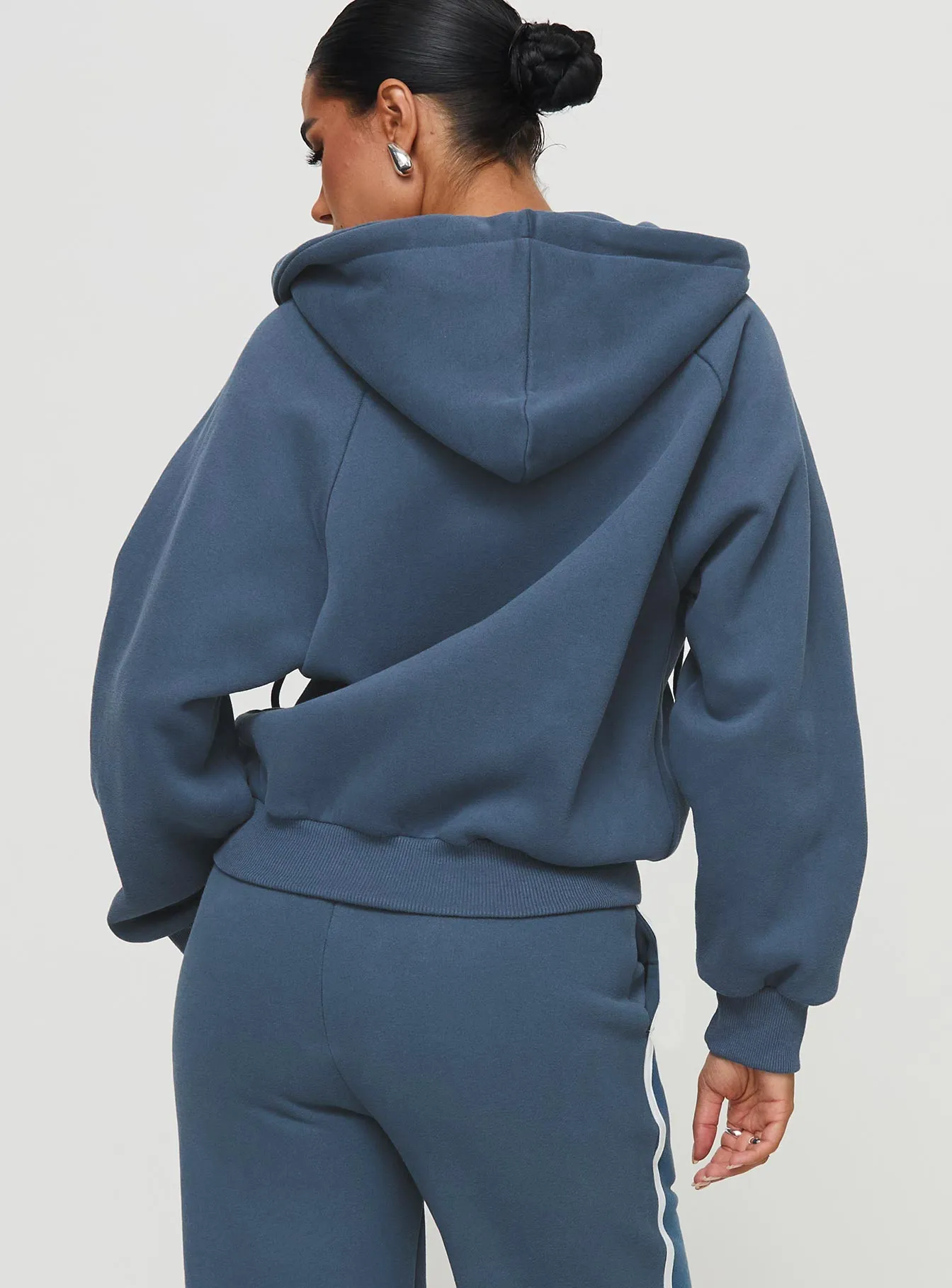 Skiller Zip Up Hooded Sweater Navy sold by Princess Polly product image thumbnail 5