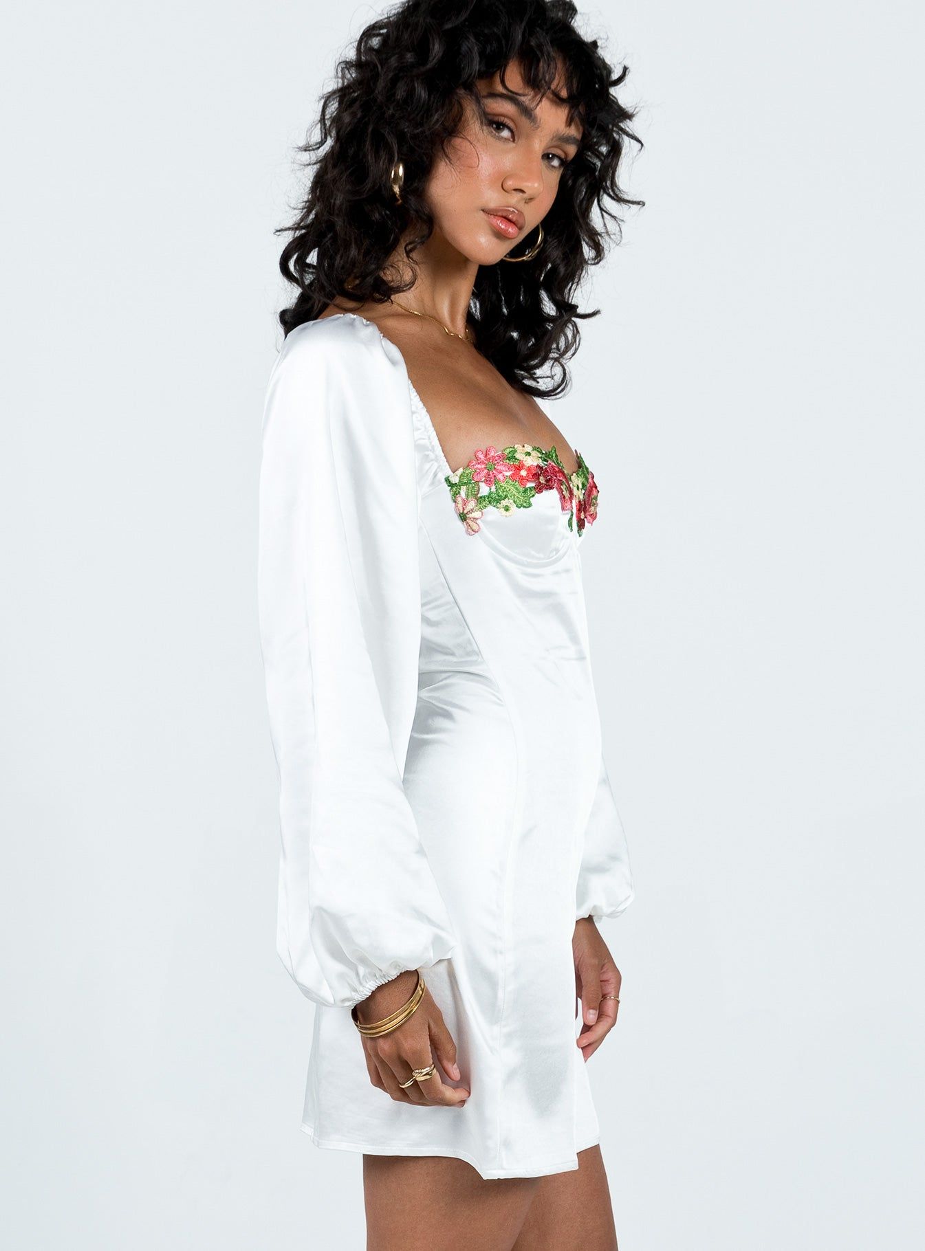 Kenzie Long Sleeve Mini Dress White sold by Princess Polly product image thumbnail 4