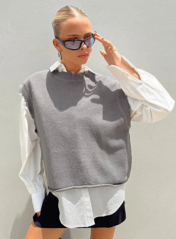 Adler Knit Vest Grey sold by Princess Polly