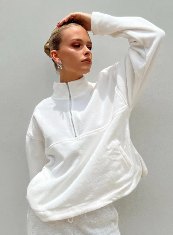 Nimmel Quarter Zip Sweater White sold by Princess Polly