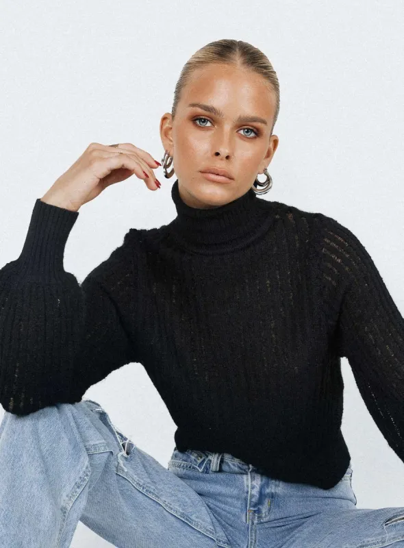 Mckilah Turtleneck Knit Jumper Black sold by Princess Polly