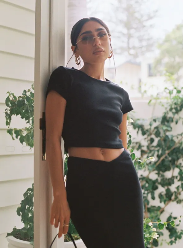 Classic Crop Tee Black Tall sold by Princess Polly