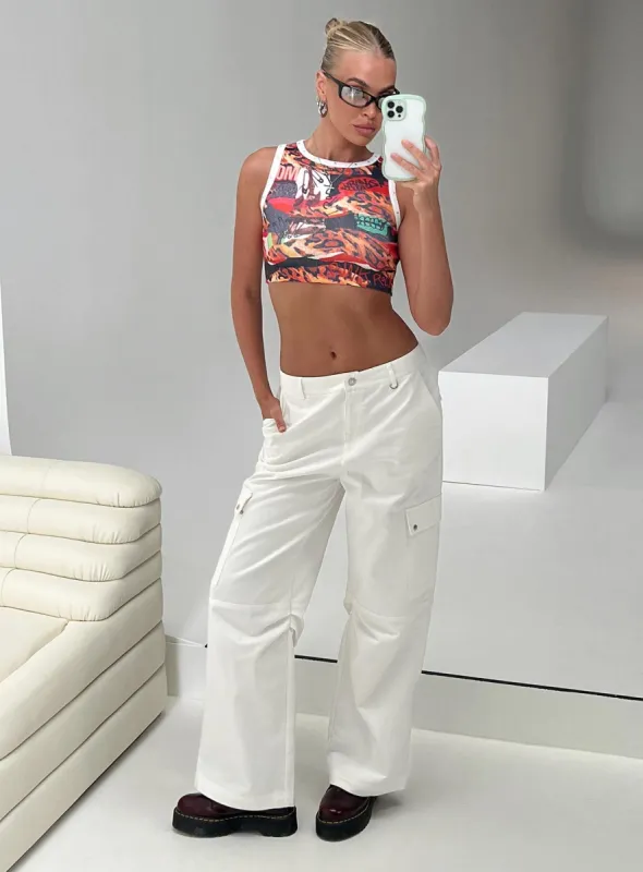 Fallout Mid Rise Cargo Pants White Tall sold by Princess Polly