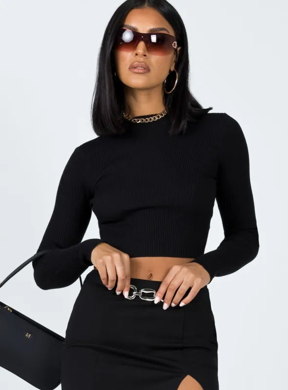 Arthur Long Sleeve Top Black sold by Princess Polly