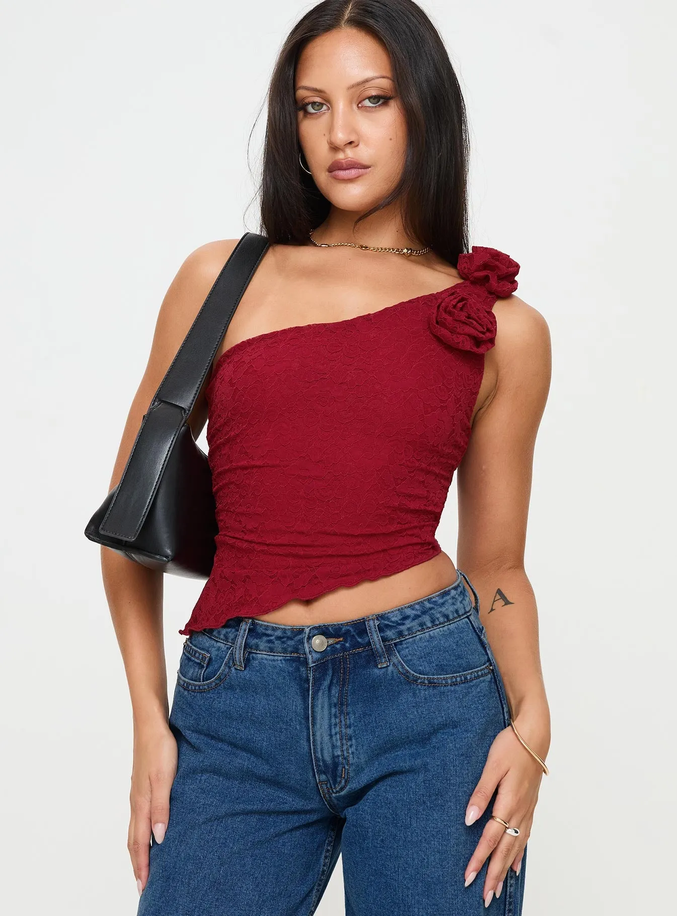 Pillai One Shoulder Top Red sold by Princess Polly product image thumbnail 2