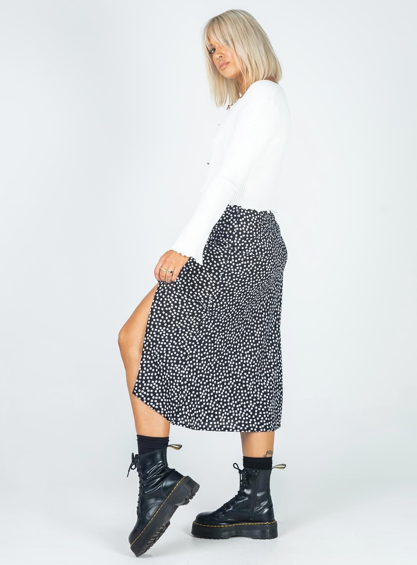 Mabel Midi Skirt Black/White sold by Princess Polly product image thumbnail 3