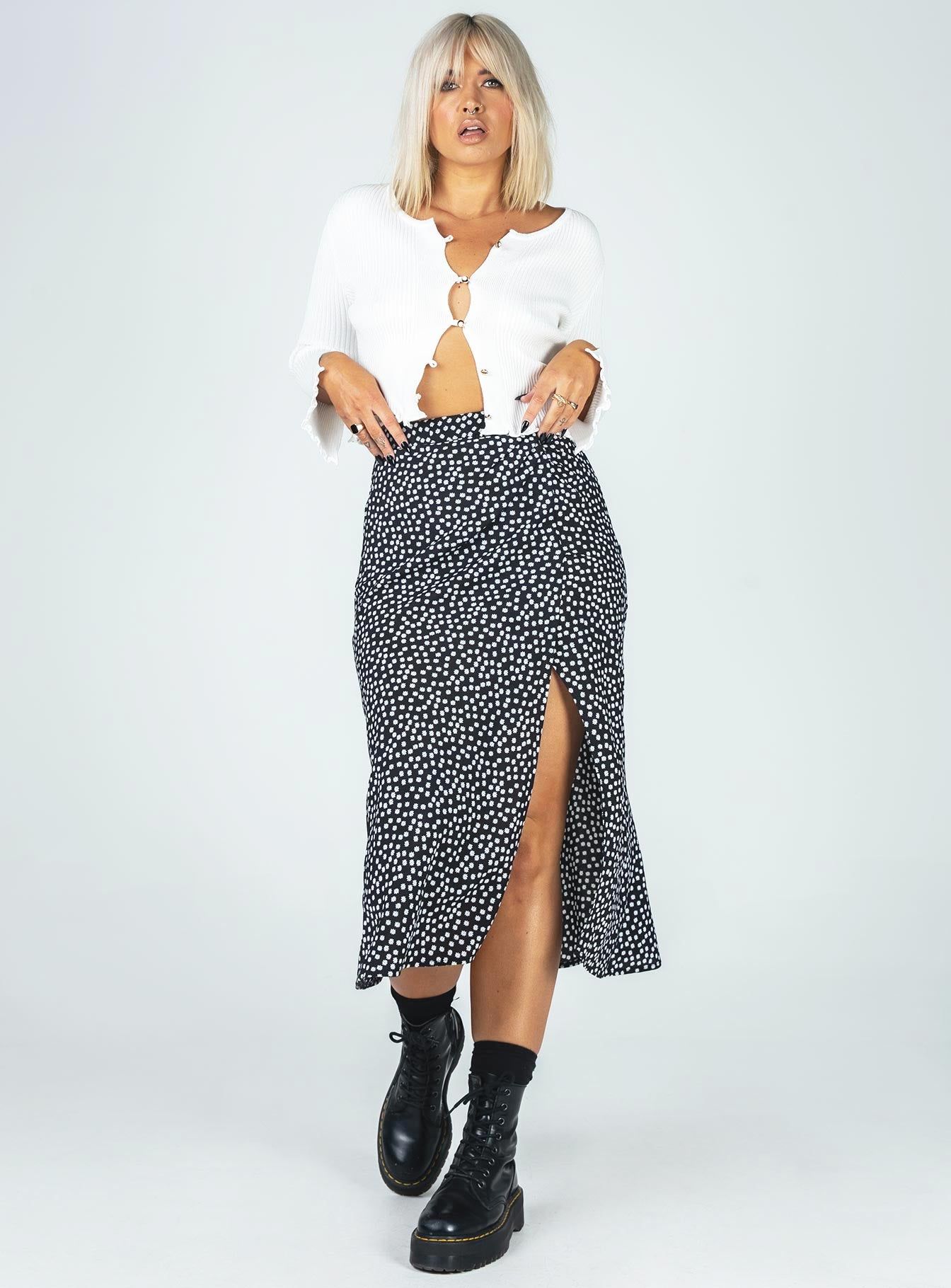 Mabel Midi Skirt Black/White sold by Princess Polly product image thumbnail 2