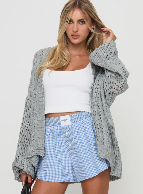 Abner Cable Cardigan Light Grey sold by Princess Polly