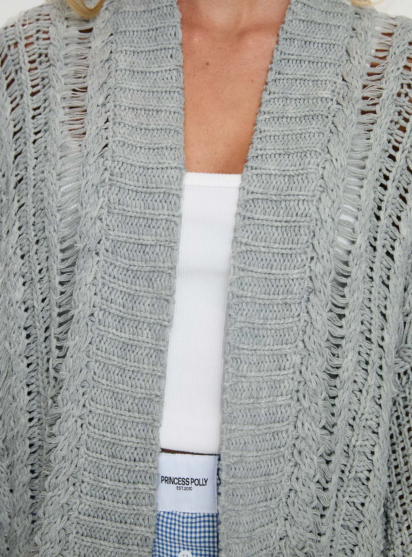 Abner Cable Cardigan Light Grey sold by Princess Polly product image thumbnail 5