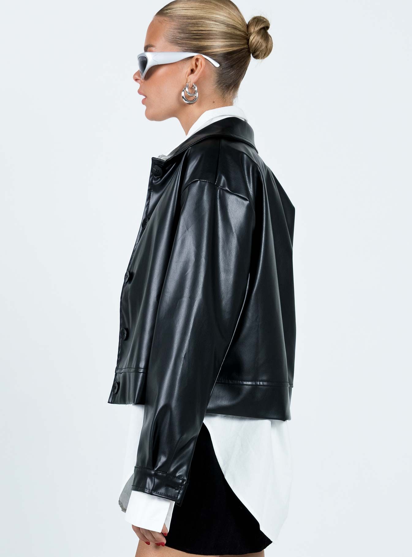 Yuka Faux Leather Jacket Black sold by Princess Polly product image thumbnail 3