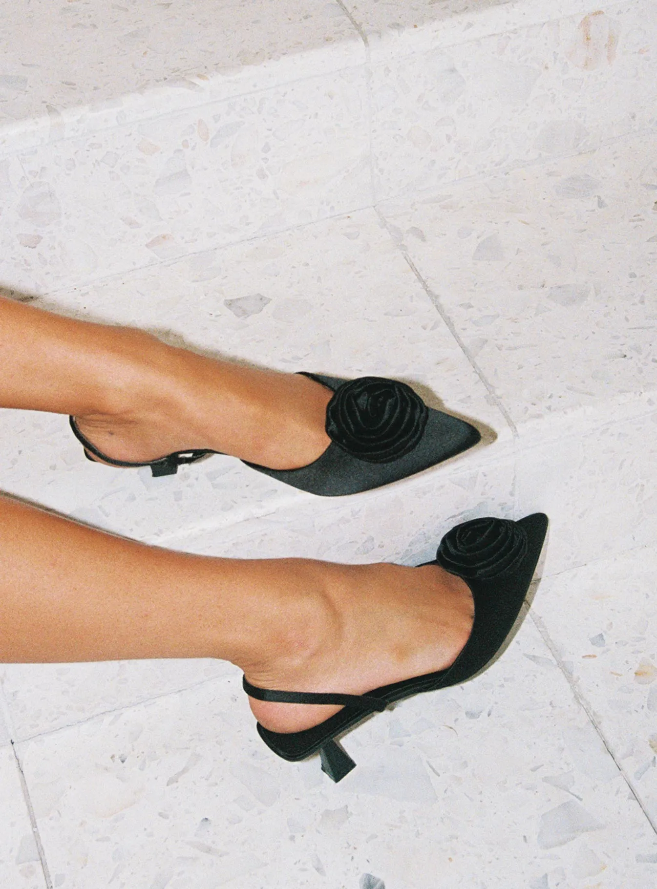 Chance Pointed Toe Bow Heels Black Satin sold by Princess Polly product image thumbnail 5