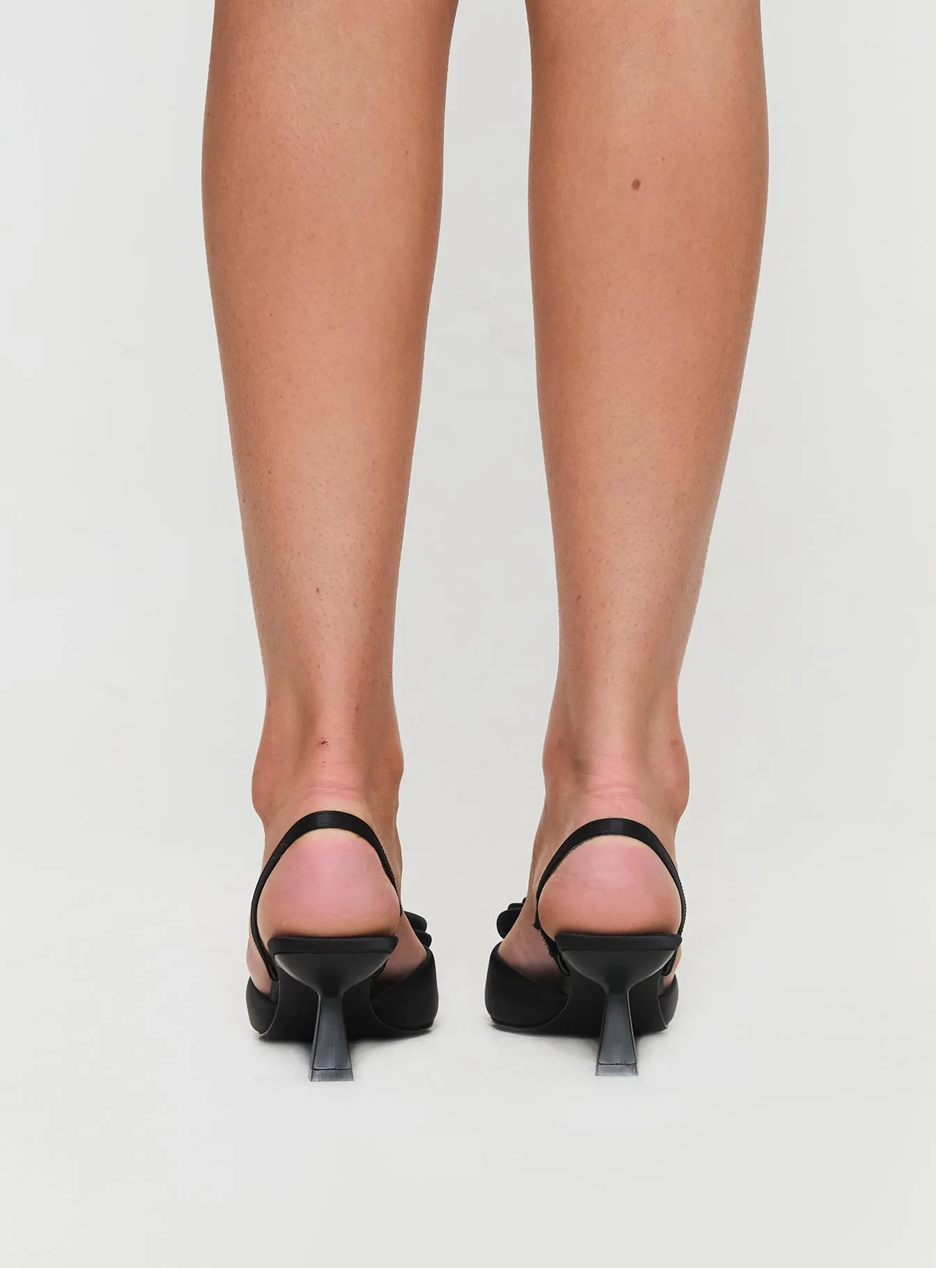 Chance Pointed Toe Bow Heels Black Satin sold by Princess Polly product image thumbnail 4
