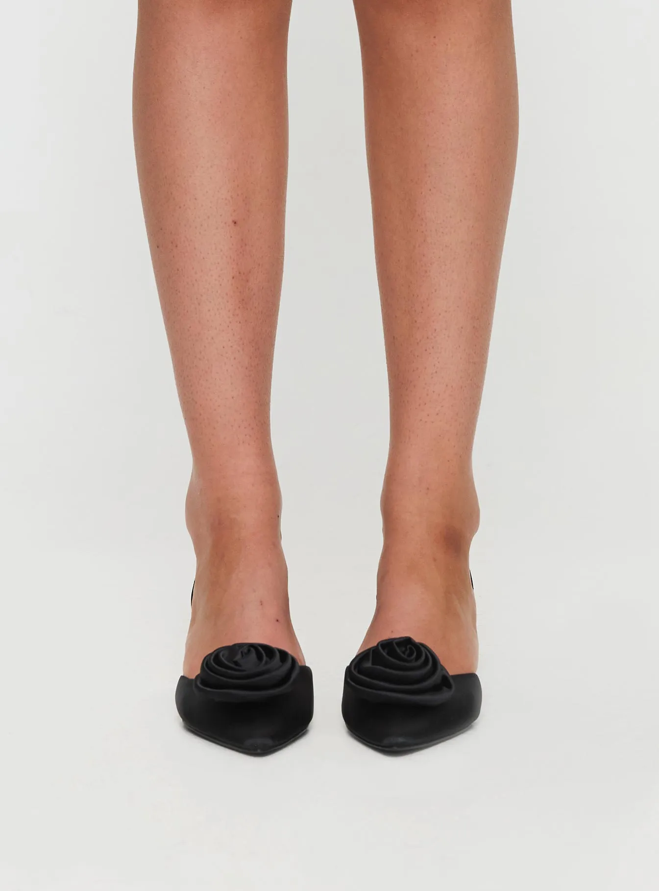 Chance Pointed Toe Bow Heels Black Satin sold by Princess Polly product image thumbnail 2