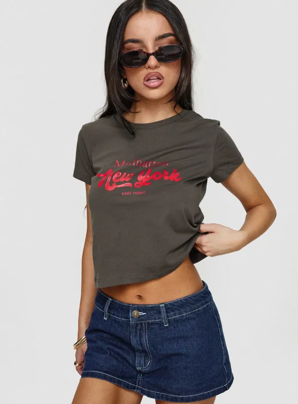 East Coast Nyc Tee Charcoal sold by Princess Polly