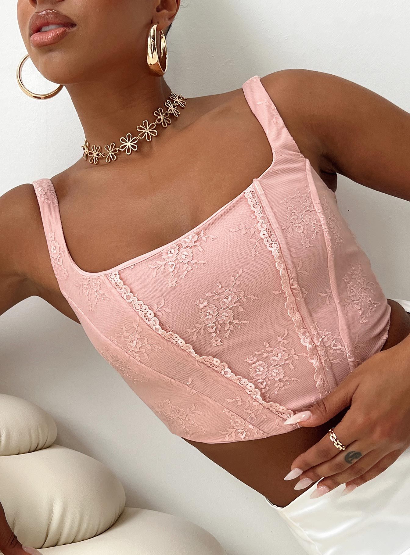 Eblin Corset Top Pink sold by Princess Polly
