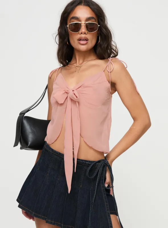 Rica Bow Top Pink sold by Princess Polly