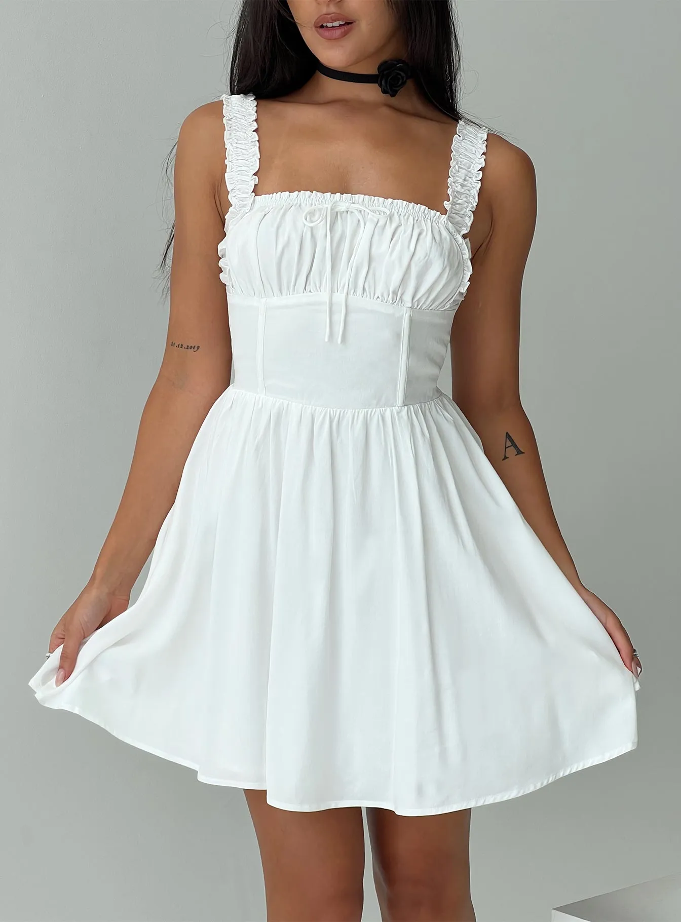 Keltie Mini Dress White sold by Princess Polly