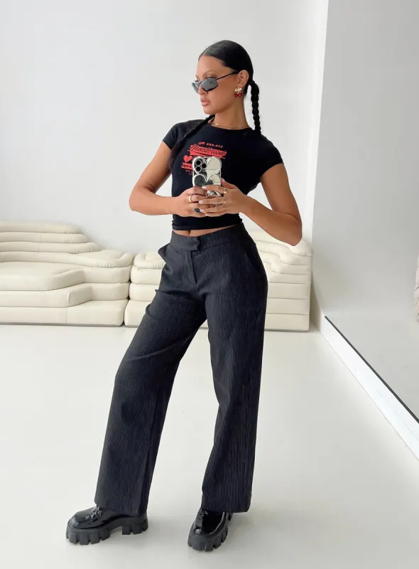 Jeller Pinstripe Pants Black sold by Princess Polly