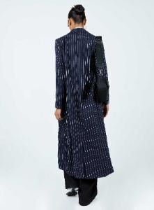 Alkiria Trench Coat Navy Pinstripe sold by Princess Polly