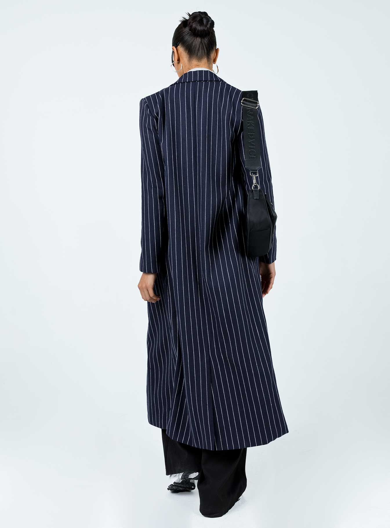 Alkiria Trench Coat Navy Pinstripe sold by Princess Polly product image thumbnail 4