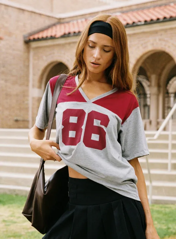 Balap Top Grey Marle / Red sold by Princess Polly