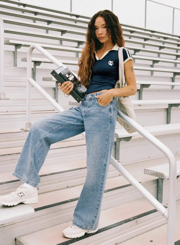 Serenitia Mid Rise Relaxed Jeans Light Wash Tall sold by Princess Polly