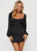 Kato Long Sleeve Mini Dress Black sold by Princess Polly
