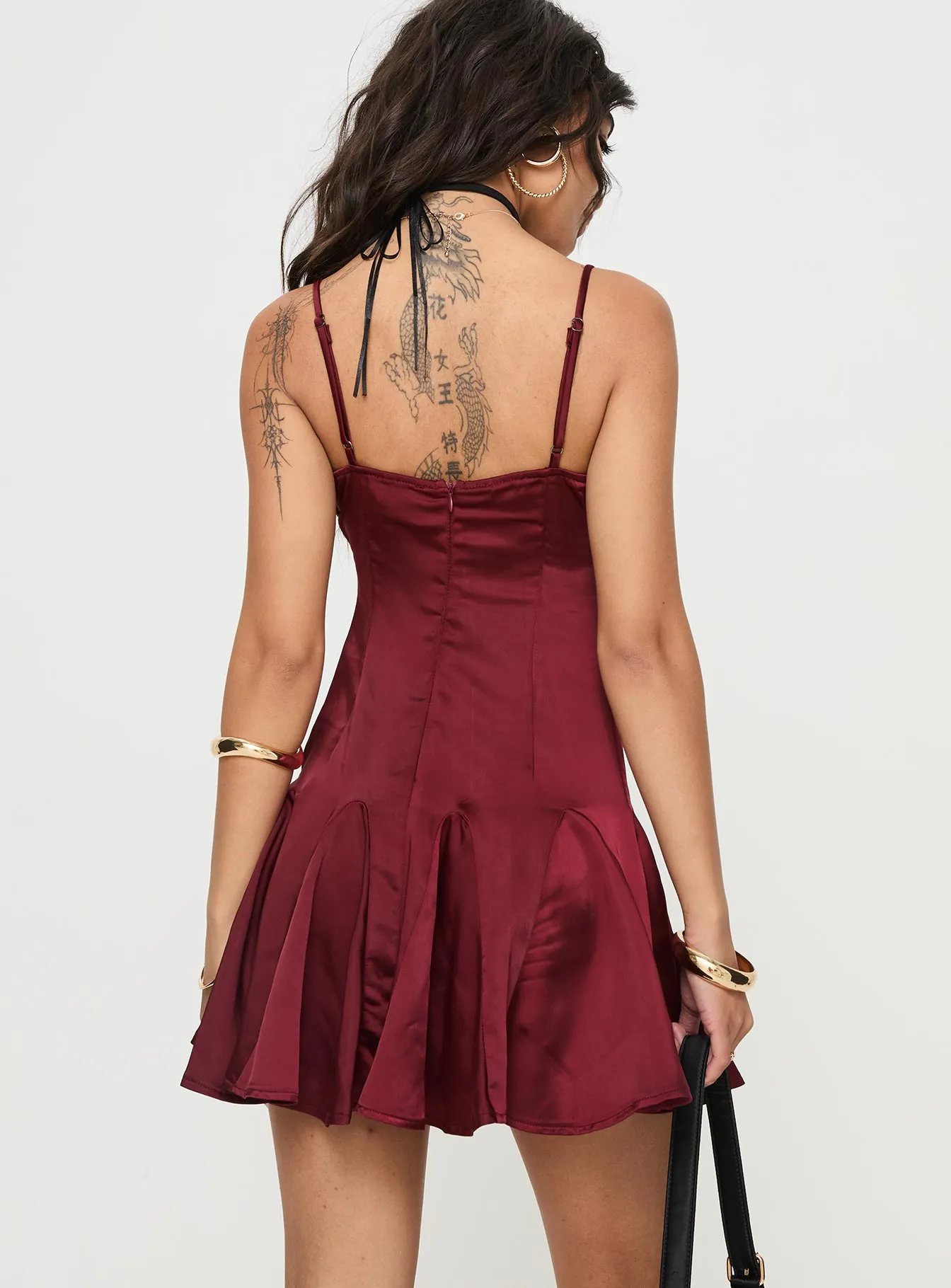 Valeska Mini Dress Burgundy sold by Princess Polly product image thumbnail 5