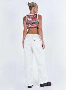 Fallout Mid Rise Cargo Pants White Tall sold by Princess Polly