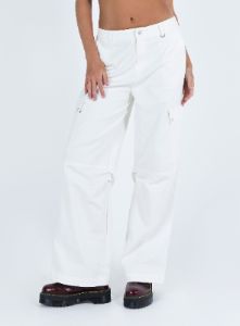 Fallout Mid Rise Cargo Pants White Tall sold by Princess Polly