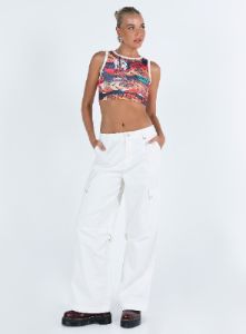 Fallout Mid Rise Cargo Pants White Tall sold by Princess Polly