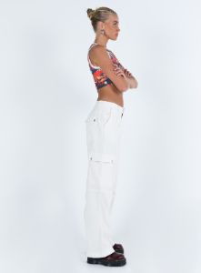 Fallout Mid Rise Cargo Pants White Tall sold by Princess Polly