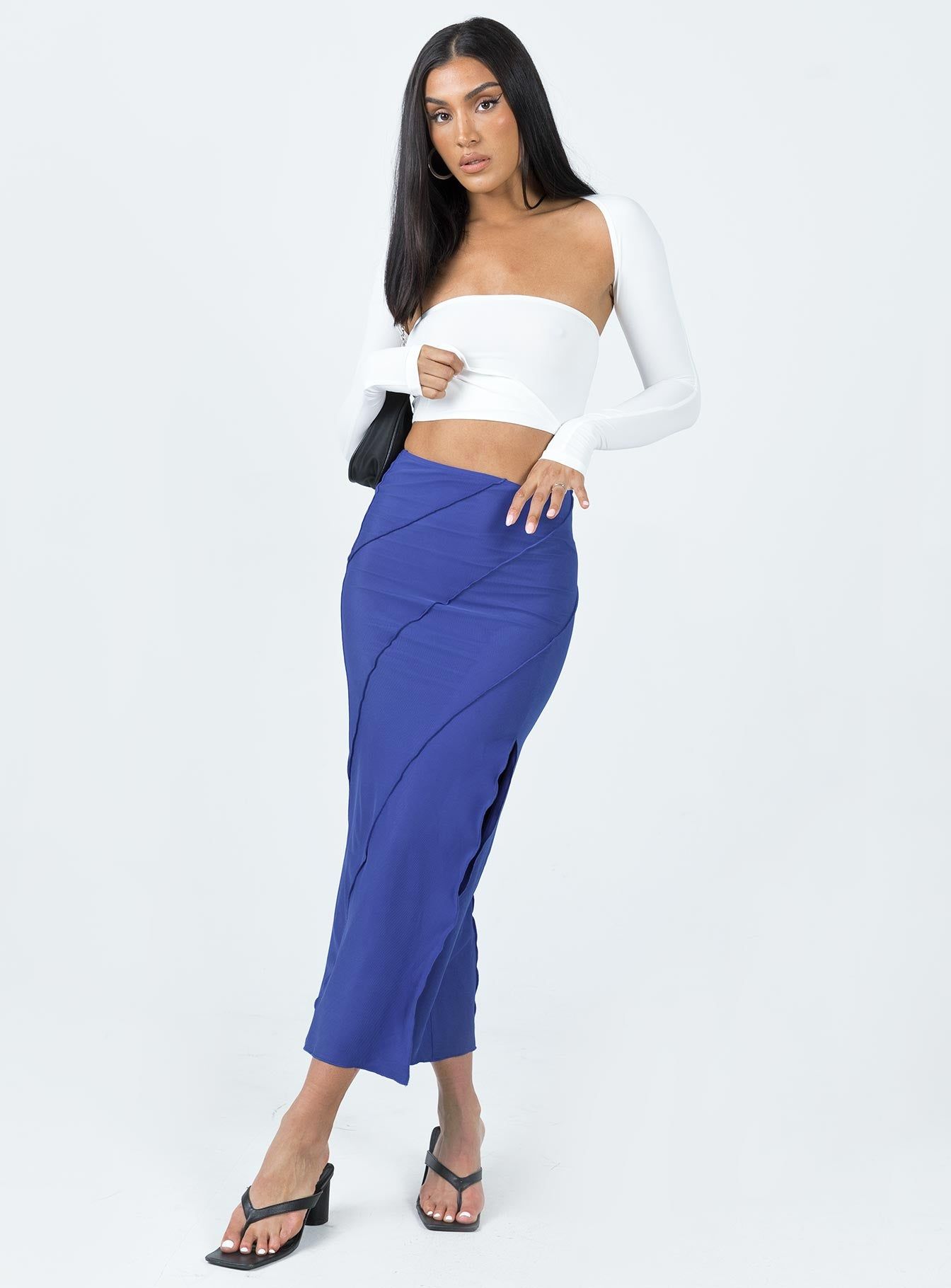 Erika Midi Skirt Blue sold by Princess Polly