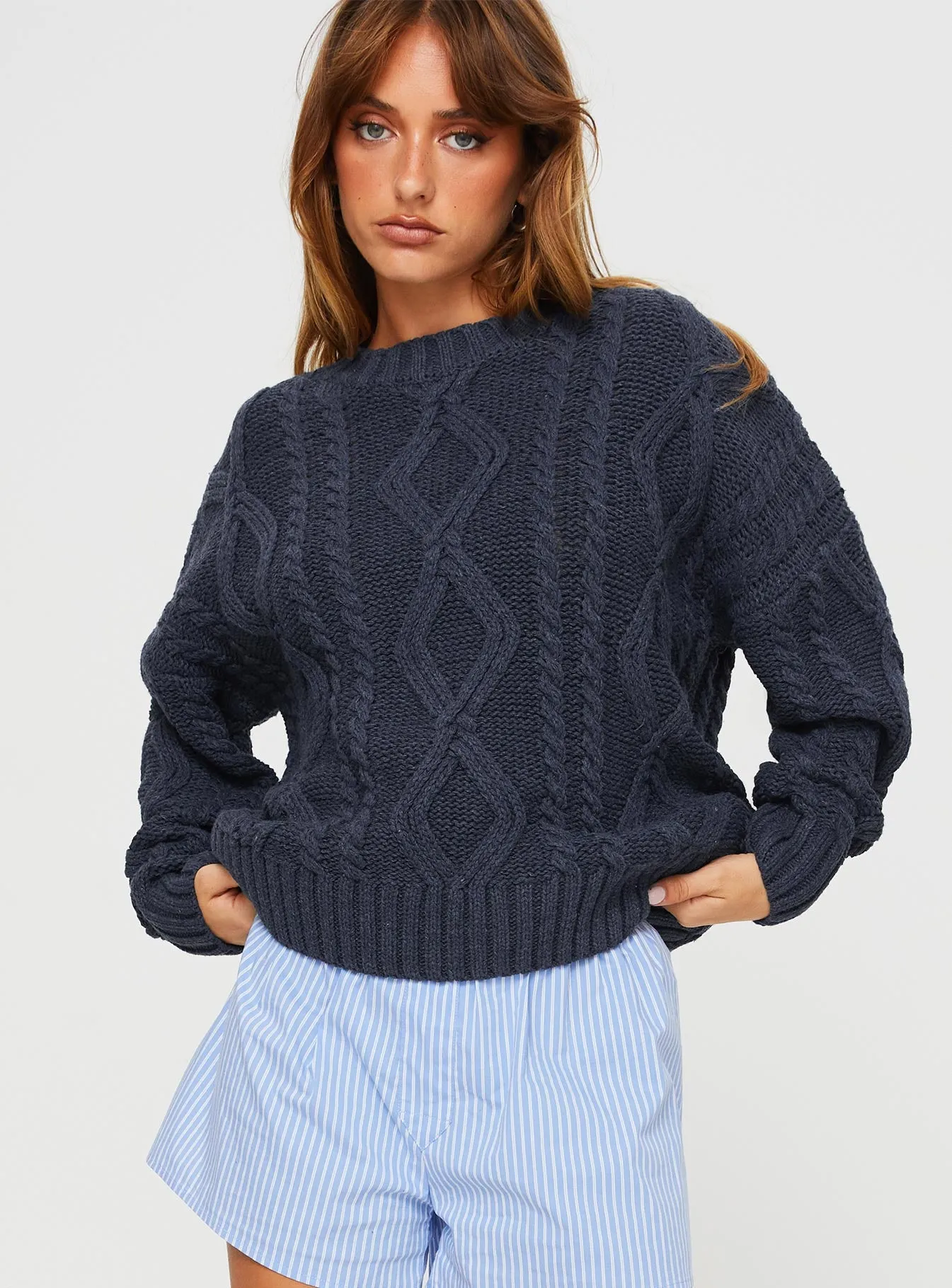 Anaya Oversized Sweater Navy sold by Princess Polly product image thumbnail 2