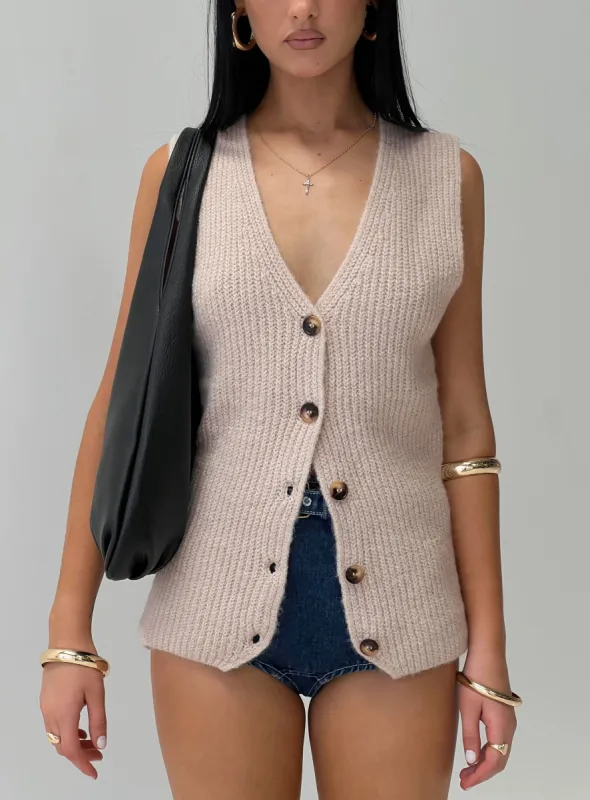 Nowah Knit Vest Beige sold by Princess Polly