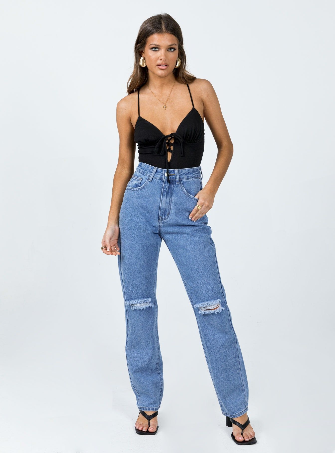 I'm Fine Mom Jeans Mid Wash Denim sold by Princess Polly product image thumbnail 2