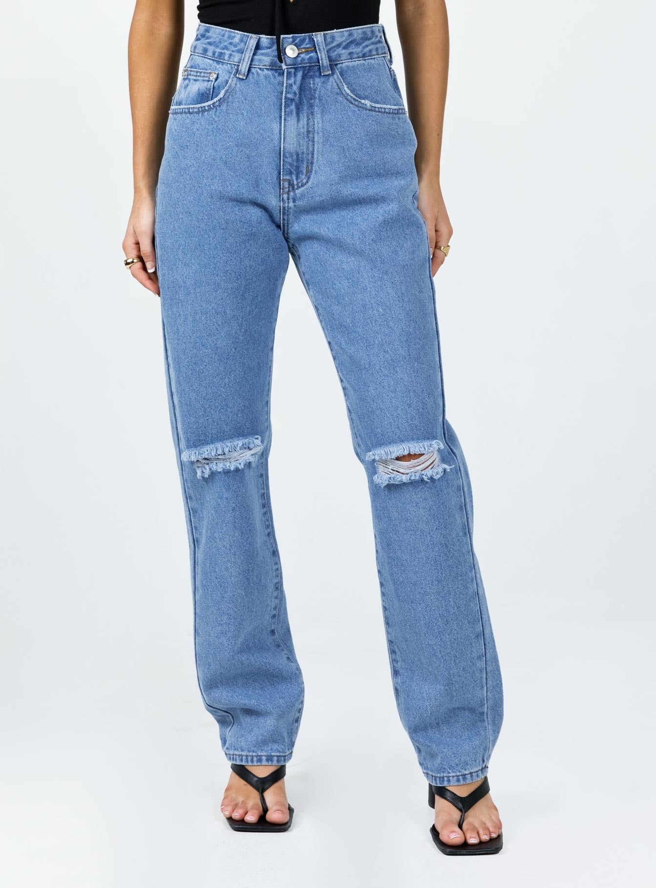 I'm Fine Mom Jeans Mid Wash Denim sold by Princess Polly