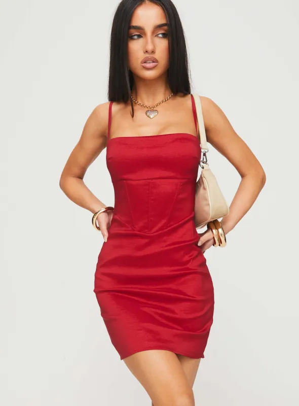 Warrander Mini Dress Red sold by Princess Polly