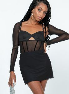 Selby Mesh Mini Skirt Black sold by Princess Polly