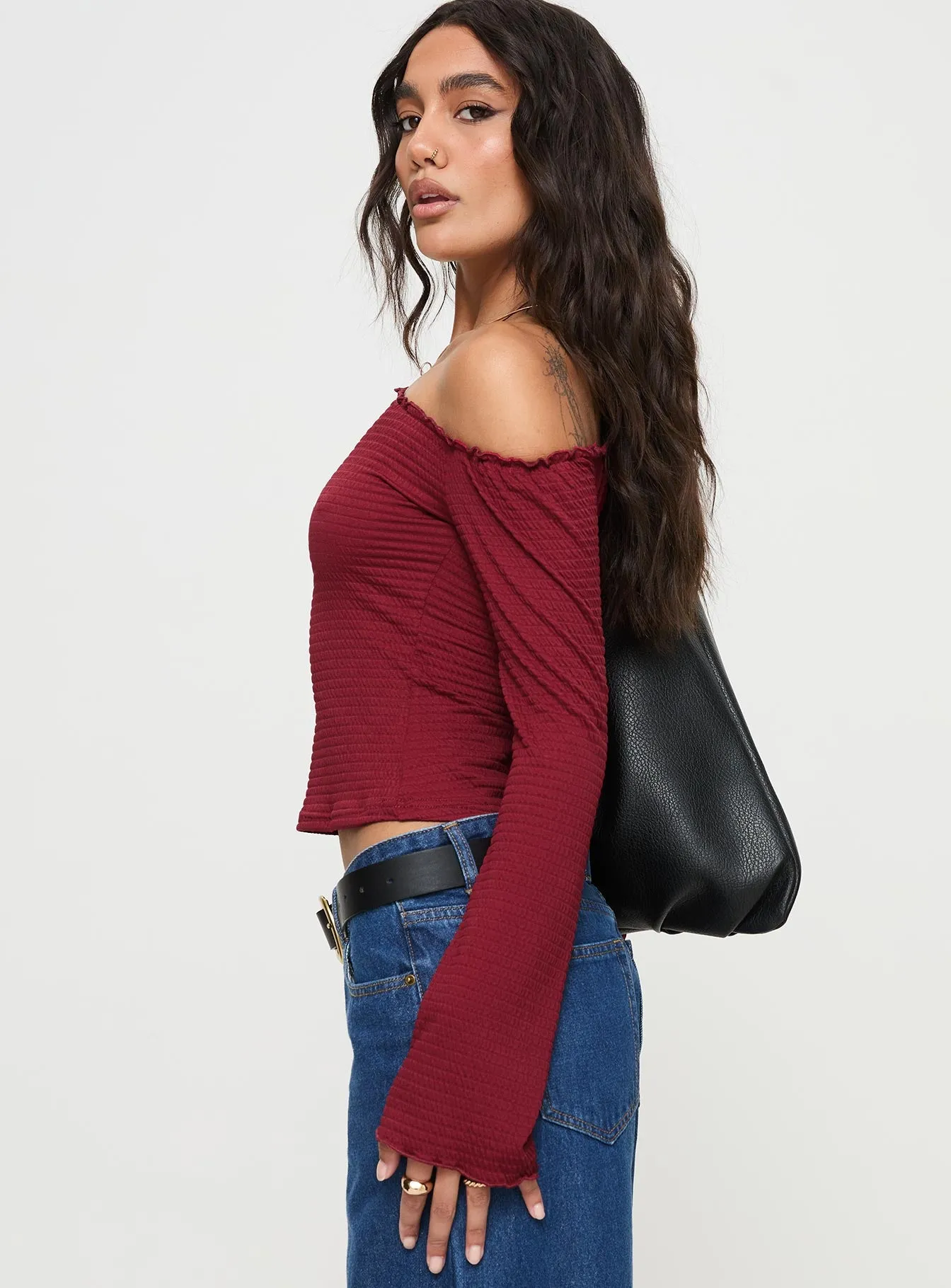 Opulent One Shoulder Top Maroon sold by Princess Polly product image thumbnail 4